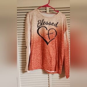 Red and Cream 'Blessed' Long Sleeve Shirt